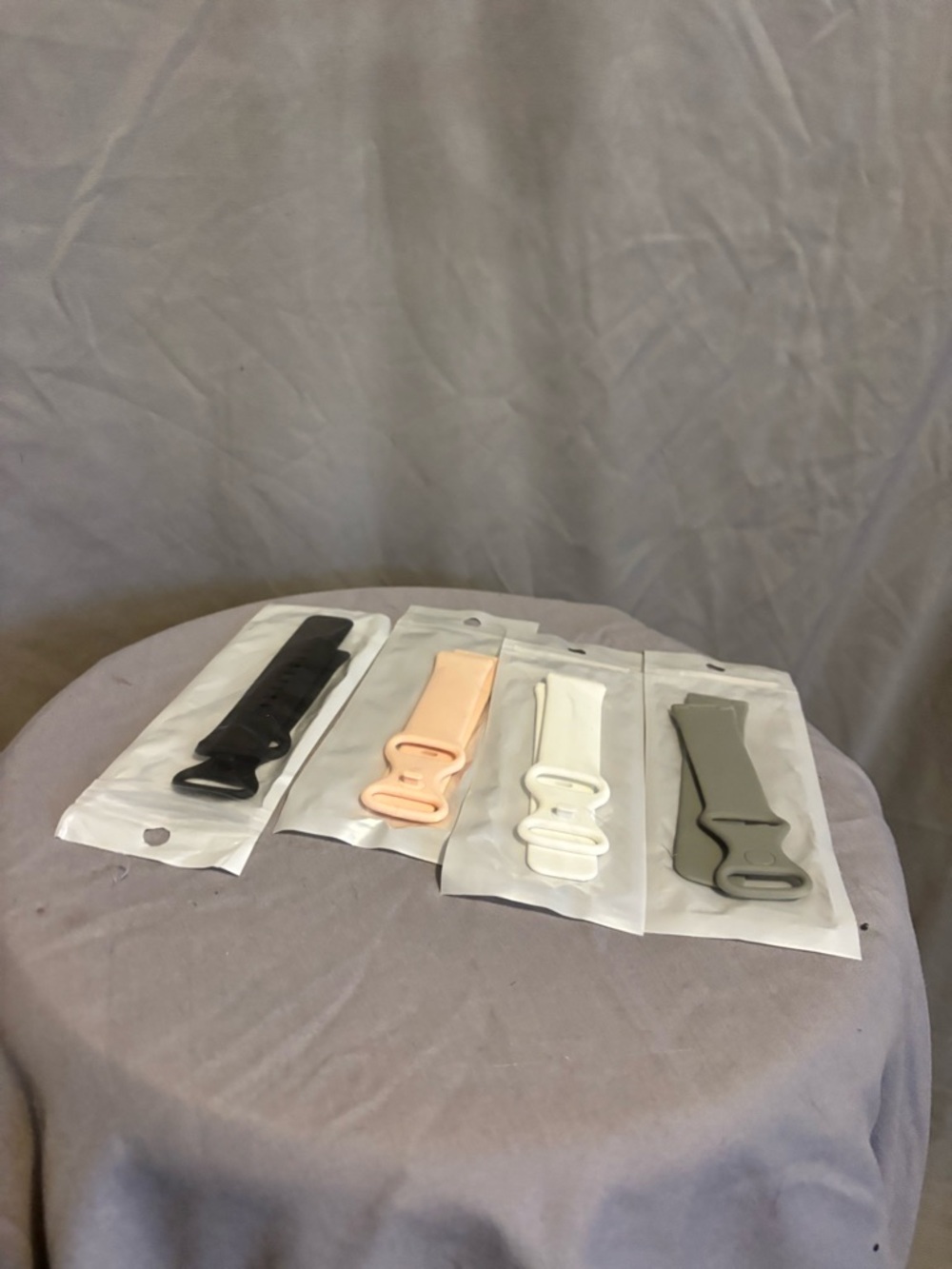 Four Silicone Watch Bands - Black, Peach, White, Olive